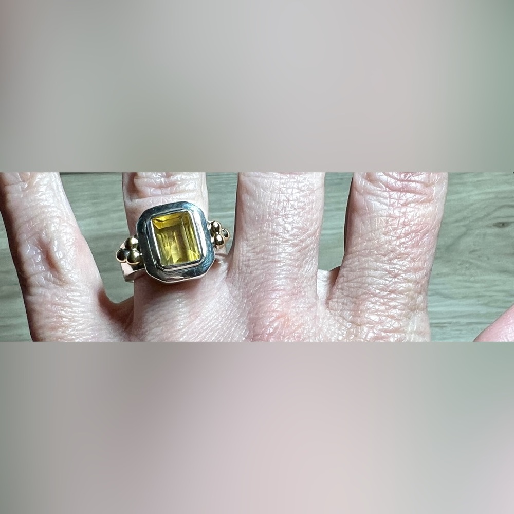 Vintage Designer Bayanihan Sterling Silver & 18K Gold Accented Citrine Ring - Picture 8 of 10